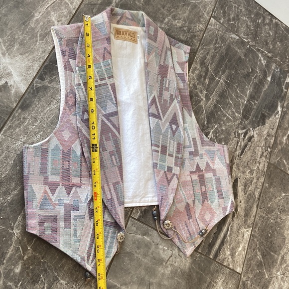 Vintage Bow Valley Canada Western Vest Large Pastel Pink Blue Purple - Picture 8 of 8